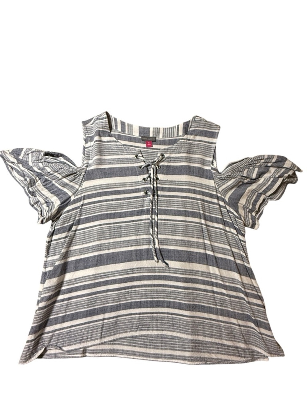 Vince Camuto Blue and White Cold Shoulder Blouse XL